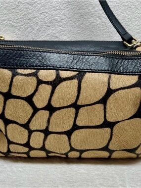Alberta Di Canio Multi Pony Hair Animal Print Satchel Handbag Shoulder Bag Italy